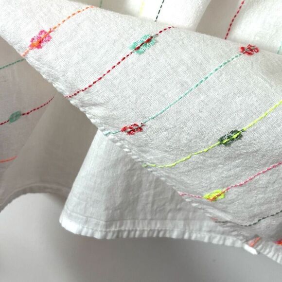 Crown & Ivy 4X lined white & multi boho  notch neck peasant blouse - Picture 8 of 11